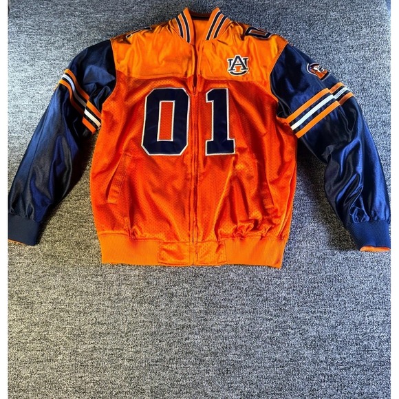 The Unbranded Brand Other - Vintage Auburn Tigers NCAA Football Jacket Mens Orange Navy Full Zip Winter #01
